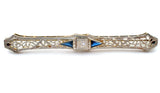 Antique 14K Gold Sapphire & Diamond Bar Pin Brooch - The Jewelry Lady's Store