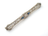 Antique 14K Gold Sapphire & Diamond Bar Pin Brooch - The Jewelry Lady's Store