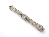 Antique 14K Gold Sapphire & Diamond Bar Pin Brooch - The Jewelry Lady's Store