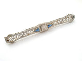 Antique 14K Gold Sapphire & Diamond Bar Pin Brooch - The Jewelry Lady's Store