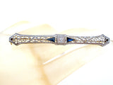 Antique 14K Gold Sapphire & Diamond Bar Pin Brooch - The Jewelry Lady's Store