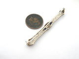 Antique 14K Gold Sapphire & Diamond Bar Pin Brooch - The Jewelry Lady's Store