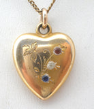 Antique Paste Heart Pendant Gold Filled Necklace - The Jewelry Lady's Store