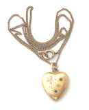 Antique Paste Heart Pendant Gold Filled Necklace - The Jewelry Lady's Store