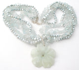 Aquamarine & Blue Pearl Flower Necklace 925 - The Jewelry Lady's Store