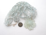 Aquamarine & Blue Pearl Flower Necklace 925 - The Jewelry Lady's Store