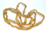 Art Deco Amber Flapper Bead Necklace 49"