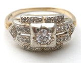 Art Deco Diamond Ring 14K Gold Size 7 - The Jewelry Lady's Store