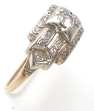 Art Deco Diamond Ring 14K Gold Size 7 - The Jewelry Lady's Store
