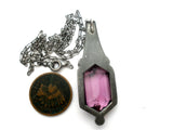 Art Deco Purple Necklace Sterling Silver 18"