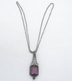 Art Deco Purple Necklace Sterling Silver 18"
