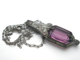 Art Deco Purple Necklace Sterling Silver 18"