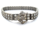 Art Deco Wachenheimer Rhinestone Buckle Bracelet Sterling - The Jewelry Lady's Store