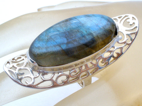 Arya Sterling Silver Labradorite Knuckle Ring Size 7.5