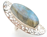 Arya Sterling Silver Labradorite Knuckle Ring Size 7.5