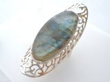 Arya Sterling Silver Labradorite Knuckle Ring Size 7.5