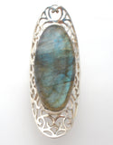 Arya Sterling Silver Labradorite Knuckle Ring Size 7.5