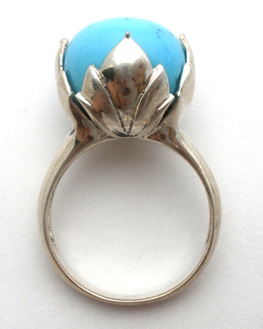 Barse Flower Turquoise Ring Sterling Silver Size 9
