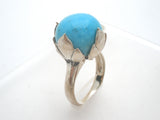 Barse Flower Turquoise Ring Sterling Silver Size 9