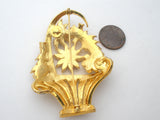 Basket Of Flowers Brooch Pin With Fruit Salad Rhinestones Vintage