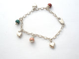 Bead & Heart Charm Bracelet Sterling Silver - The Jewelry Lady's Store