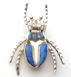 Beatle Bug Brooch Sterling Silver Insect Pin