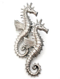Beau Double Seahorse Brooch Sterling Silver Rare - The Jewelry Lady's Store