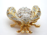 Bee Alive Insect Brooch Pin With Clear Rhinestones