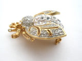 Bee Alive Insect Brooch Pin With Clear Rhinestones