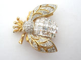 Bee Alive Insect Brooch Pin With Clear Rhinestones