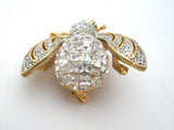 Bee Alive Insect Brooch Pin With Clear Rhinestones