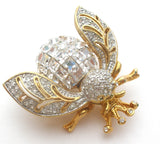 Bee Alive Insect Brooch Pin With Clear Rhinestones