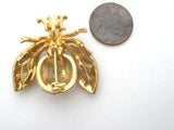 Bee Alive Insect Brooch Pin With Clear Rhinestones