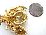 Bee Alive Insect Brooch Pin With Clear Rhinestones