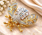 Bee Alive Insect Brooch Pin With Clear Rhinestones