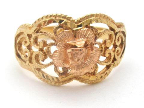 Beverly Hills 14K Rose & Yellow Gold Rose Ring Size 7