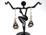Aztec Style Black Enamel Earrings Sterling Silver - The Jewelry Lady's Store