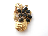 Black Onyx Vermeil Brooch Pin Vintage