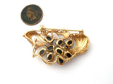 Black Onyx Vermeil Brooch Pin Vintage