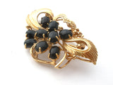 Black Onyx Vermeil Brooch Pin Vintage