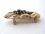 Black Onyx Vermeil Brooch Pin Vintage
