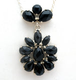 Black Onyx Lavalier Necklace Sterling Silver 17"