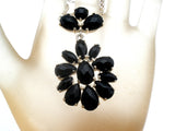 Black Onyx Lavalier Necklace Sterling Silver 17"