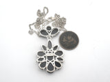 Black Onyx Lavalier Necklace Sterling Silver 17"