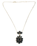 Black Onyx Lavalier Necklace Sterling Silver 17"