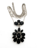 Black Onyx Lavalier Necklace Sterling Silver 17"