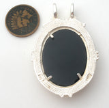 Black Onyx Pendant Slide Vintage - The Jewelry Lady's Store