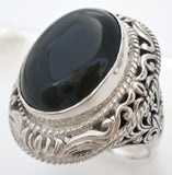 Black Onyx Ring Sterling Silver Size 10
