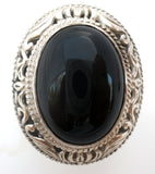 Black Onyx Ring Sterling Silver Size 10