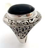 Black Onyx Ring Sterling Silver Size 10